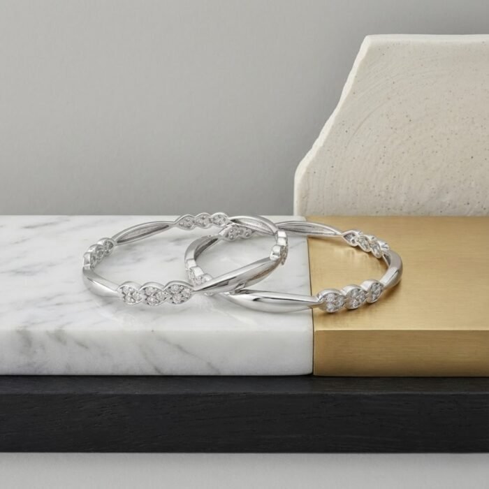 Premium sterling silver baby kada pair with micro detailed design for infants and toddlers